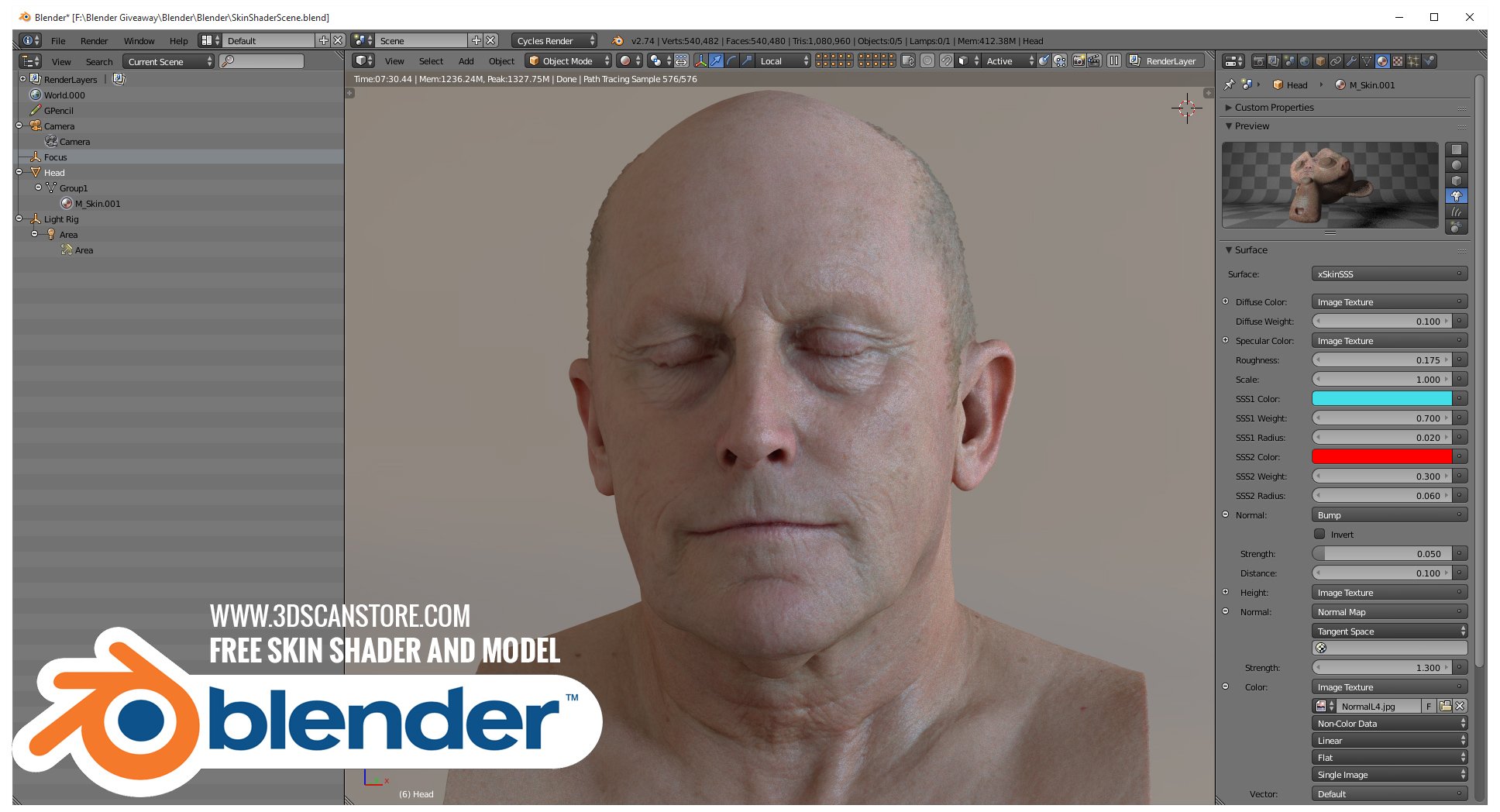 Free Blender Skin shader